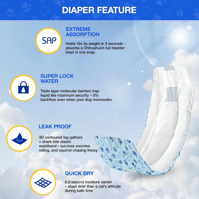Flying Paws Male Dog Diapers with Wetness Indicator, Disposable Belly Band for Puppy Male Diapers, Doggie Wraps for Puppy Training, Incontinence (XS, 52 Count) - Image 3